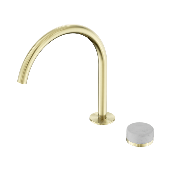 Nero Serenity Progressive Bath/Kitchen Mixer Arc Spout With Carrara Handle Brushed Gold