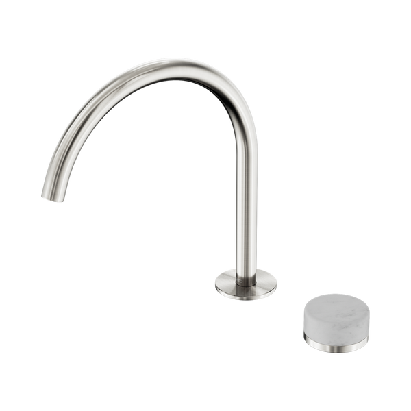 Nero Serenity Progressive Bath/Kitchen Mixer Arc Spout With Carrara Handle Brushed Nickel