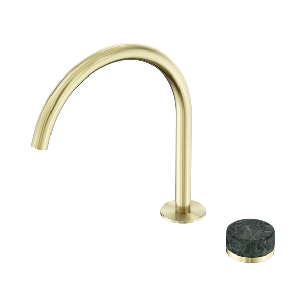 Nero Serenity Progressive Bath/Kitchen Mixer Arc Spout With Verde Alpi Handle Brushed Gold