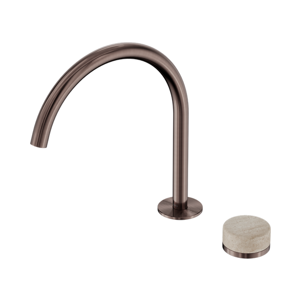 Nero Serenity Progressive Bath/Kitchen Mixer Arc Spout With Rome Travertine Handle Brushed Bronze