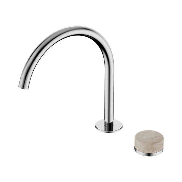 Nero Serenity Progressive Bath/Kitchen Mixer Arc Spout With Rome Travertine Handle Chrome