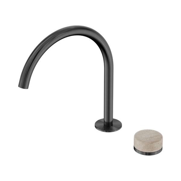 Nero Serenity Progressive Bath/Kitchen Mixer Arc Spout With Rome Travertine Handle Gunmetal