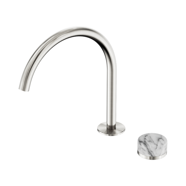 Nero Serenity Progressive Bath/Kitchen Mixer Arc Spout With Arabescato Corchia Handle Brushed Nickel