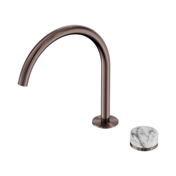 Nero Serenity Progressive Bath/Kitchen Mixer Arc Spout With Arabescato Corchia Handle Brushed Bronze