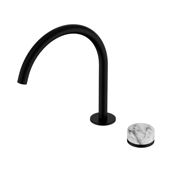 Nero Serenity Progressive Bath/Kitchen Mixer Arc Spout With Arabescato Corchia Handle Matte Black