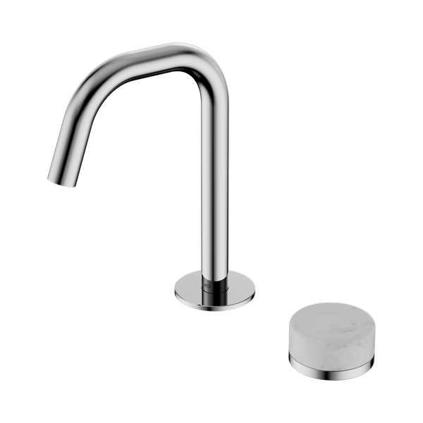 Nero Serenity Progressive Basin Mixer Edge Spout With Carrara Handle Chrome