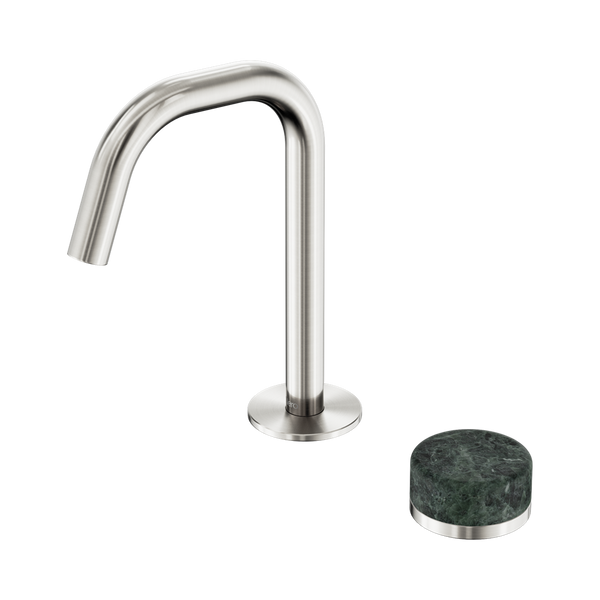 Nero Serenity Progressive Basin Mixer Edge Spout With Verde Alpi Handle Brushed Nickel