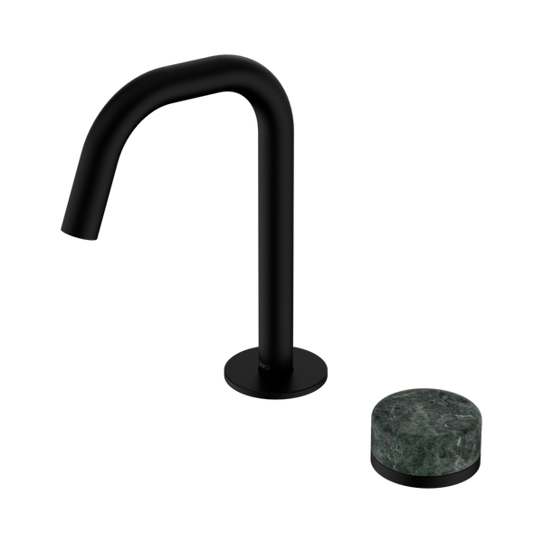 Nero Serenity Progressive Basin Mixer Edge Spout With Verde Alpi Handle Matte Black