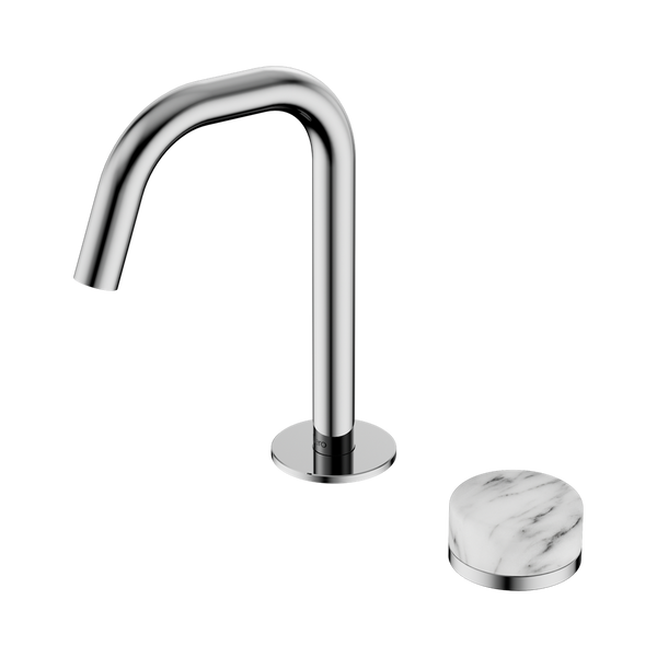 Nero Serenity Progressive Basin Mixer Edge Spout With Arabescato Corchia Handle Chrome