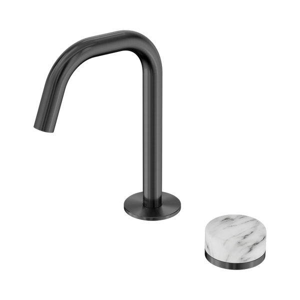 Nero Serenity Progressive Basin Mixer Edge Spout With Arabescato Corchia Handle Gunmetal
