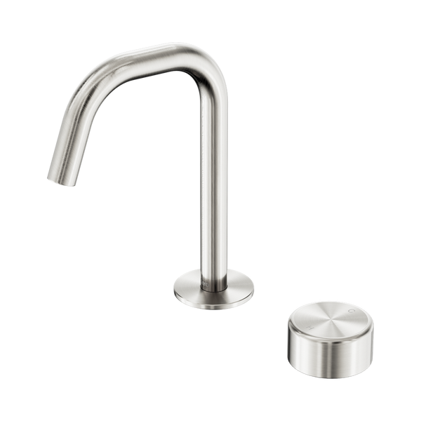 Nero Serenity Progressive Basin Mixer Edge Spout With Metal Handle Brushed Nickel