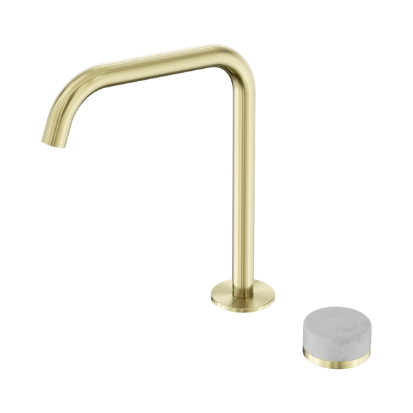 Nero Serenity Progressive Bath/Kitchen Mixer Edge Spout With Carrara Handle Brushed Gold