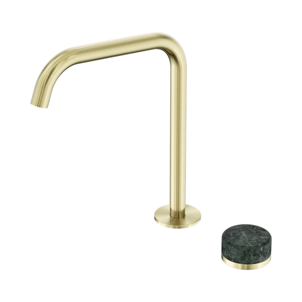 Nero Serenity Progressive Bath/Kitchen Mixer Edge Spout With Verde Alpi Handle Brushed Gold