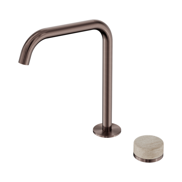Nero Serenity Progressive Bath/Kitchen Mixer Edge Spout With Rome Travertine Handle Brushed Bronze
