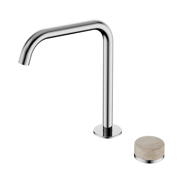 Nero Serenity Progressive Bath/Kitchen Mixer Edge Spout With Rome Travertine Handle Chrome