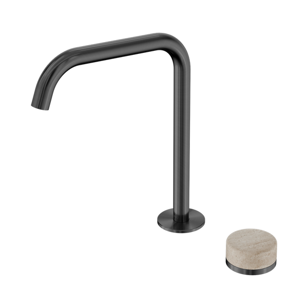 Nero Serenity Progressive Bath/Kitchen Mixer Edge Spout With Rome Travertine Handle Gunmetal