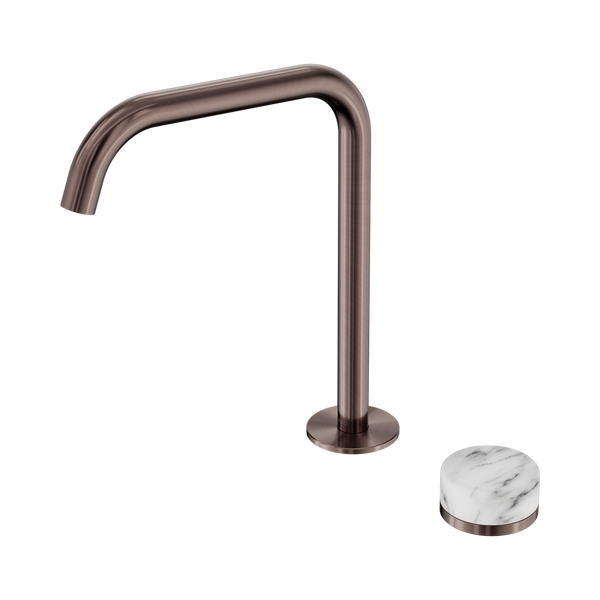 Nero Serenity Progressive Bath/Kitchen Mixer Edge Spout With Arabescato Corchia Handle Brushed Bronze