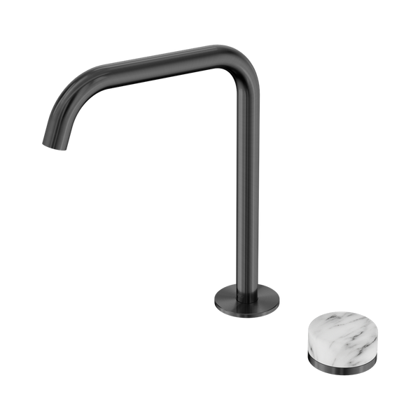 Nero Serenity Progressive Bath/Kitchen Mixer Edge Spout With Arabescato Corchia Handle Gunmetal