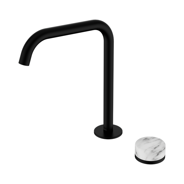 Nero Serenity Progressive Bath/Kitchen Mixer Edge Spout With Arabescato Corchia Handle Matte Black