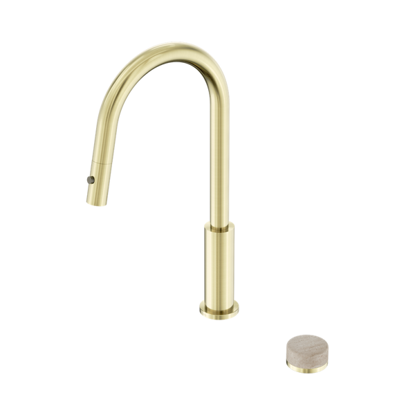Nero Serenity Progressive Pull Out Kitchen Set With Rome Travertine Handle Brushed Gold