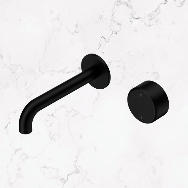 Nero Serenity Progressive Wall Basin Mixer 160mm Spout With Metal Handle Matte Black