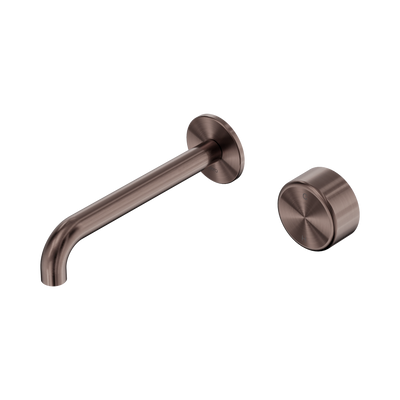 Nero Serenity Progressive Wall Basin Mixer 185mm Spout with Metal Handle Brushed Bronze