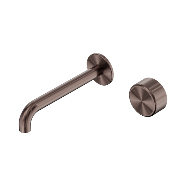 Nero Serenity Progressive Wall Basin Mixer 185mm Spout with Metal Handle Brushed Bronze