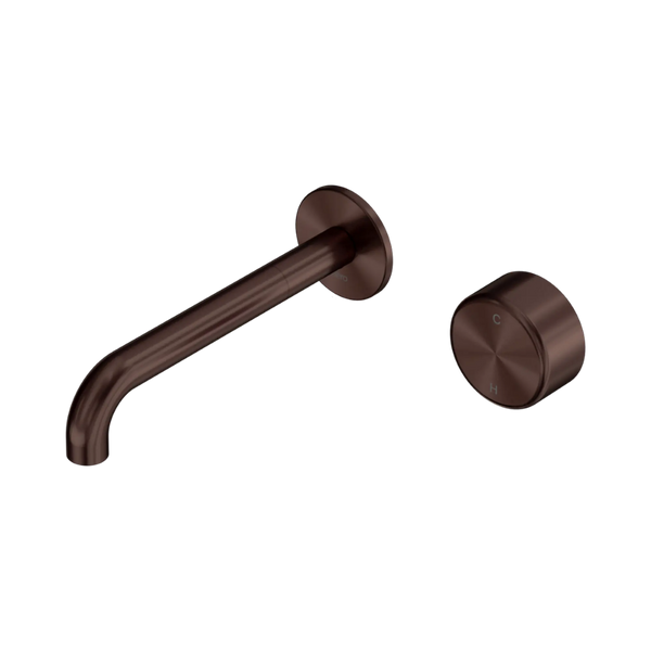 Nero Serenity Progressive Wall Basin Mixer 185mm Spout with Metal Handle (Complete Kit) Rome Bronze