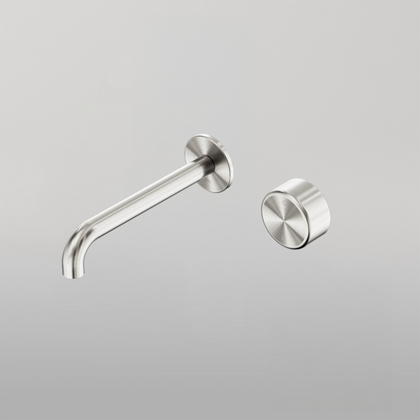 Nero Serenity Progressive Wall Basin/Bath Set 220mm Spout with Metal Handle Brushed Nickel