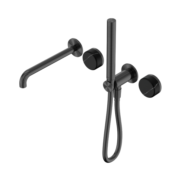 Nero Serenity Progressive Shower System With Spout With Marquina Black Handle And Slim Shower Gunmetal
