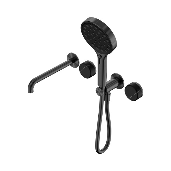 Nero Serenity Progressive Shower System With Spout With Marquina Black Handle And Serenity Hand Shower Gunmetal