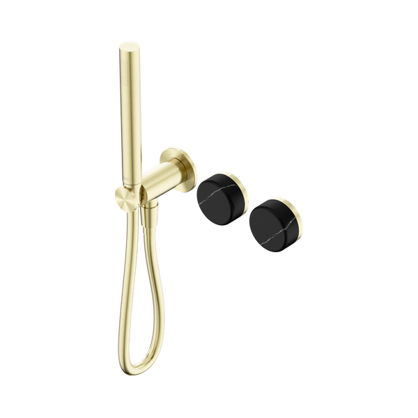 Nero Serenity Progressive Shower System With Marquina Black Handle And Slim Shower Brushed Gold