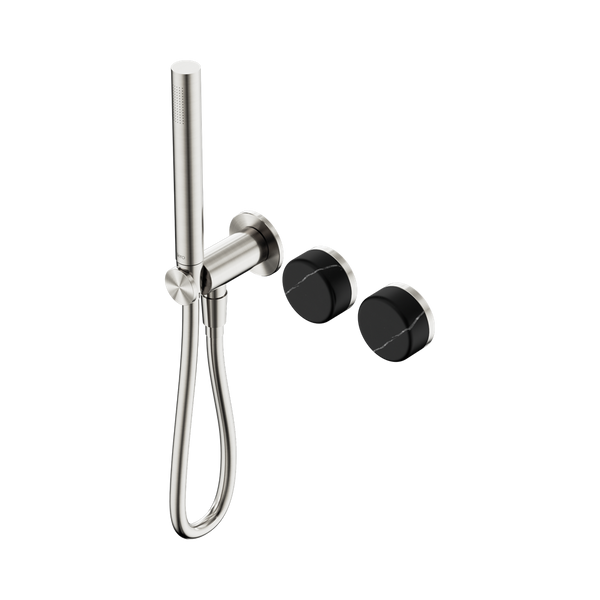 Nero Serenity Progressive Shower System With Marquina Black Handle And Slim Shower Brushed Nickel