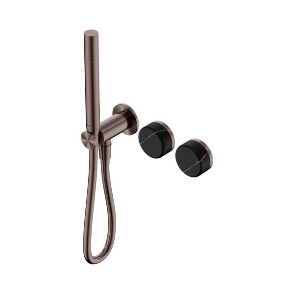 Nero Serenity Progressive Shower System With Marquina Black Handle And Slim Shower Brushed Bronze