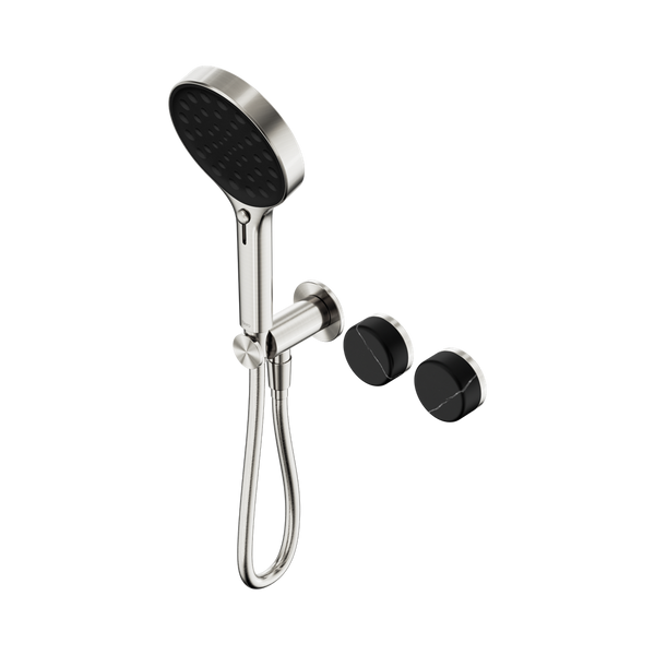 Nero Serenity Progressive Shower System With Marquina Black Handle And Serenity Hand Shower Brushed Nickel