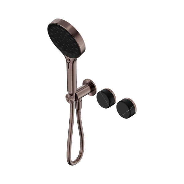 Nero Serenity Progressive Shower System With Marquina Black Handle And Serenity Hand Shower Brushed Bronze
