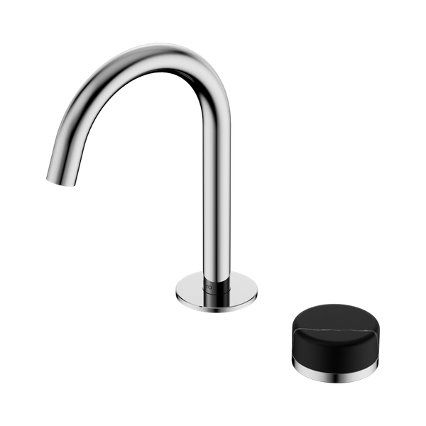 Nero Serenity Progressive Basin Mixer Arc Spout With Marquina Black Handle Chrome
