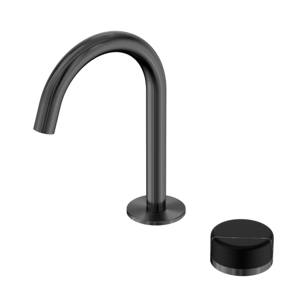 Nero Serenity Progressive Basin Mixer Arc Spout With Marquina Black Handle Gunmetal