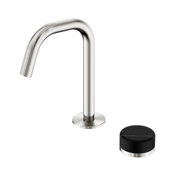 Nero Serenity Progressive Basin Mixer Edge Spout With Marquina Black Handle Brushed Nickel