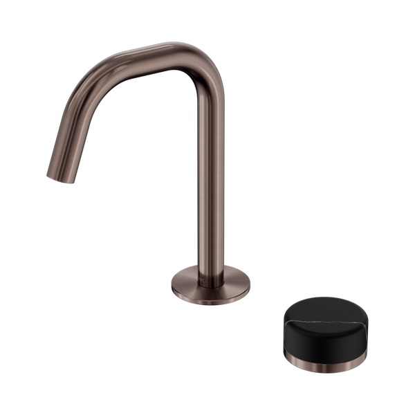 Nero Serenity Progressive Basin Mixer Edge Spout With Marquina Black Handle Brushed Bronze