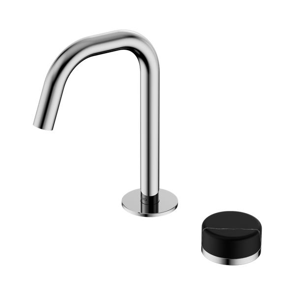 Nero Serenity Progressive Basin Mixer Edge Spout With Marquina Black Handle Chrome