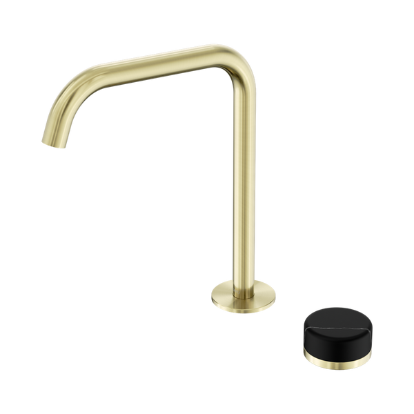 Nero Serenity Progressive Bath/Kitchen Mixer Edge Spout With Marquina Black Handle Brushed Gold