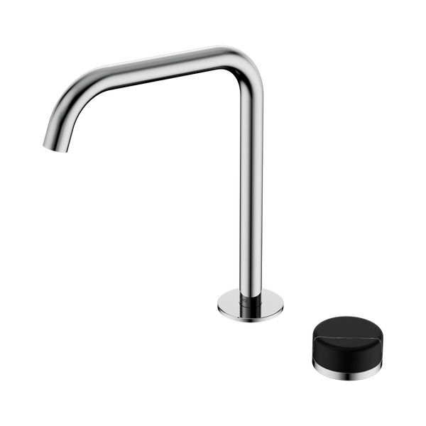 Nero Serenity Progressive Bath/Kitchen Mixer Edge Spout With Marquina Black Handle Chrome