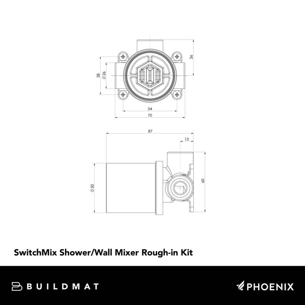 Phoenix SwitchMix Shower/Wall Mixer (Rough-in Kit) Lead Free