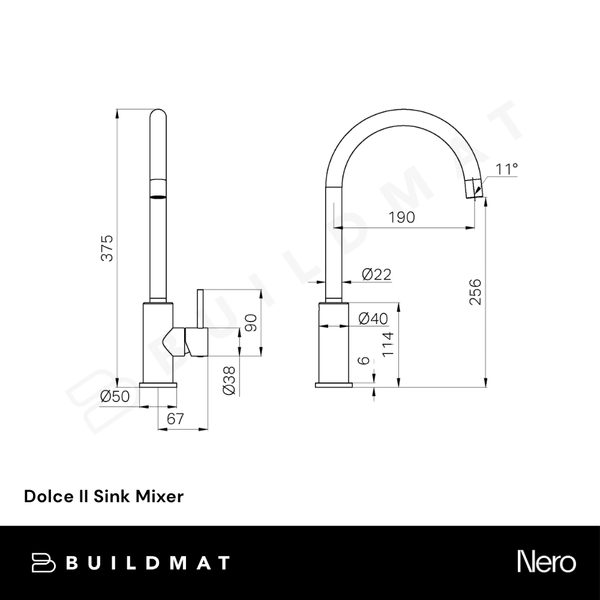 Nero Dolce II Sink Mixer Brushed Gold