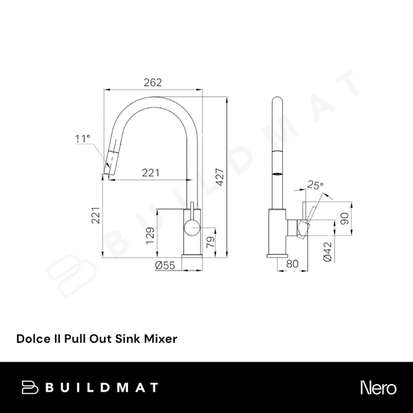 Nero Dolce II Pull Out Sink Mixer Brushed Nickel
