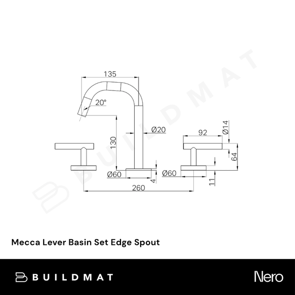 Nero Mecca Lever Basin Set Edge Spout Tumbled Antique Brass