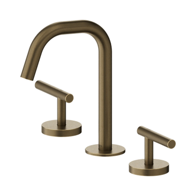 Nero Mecca Lever Basin Set Edge Spout Tumbled Antique Brass