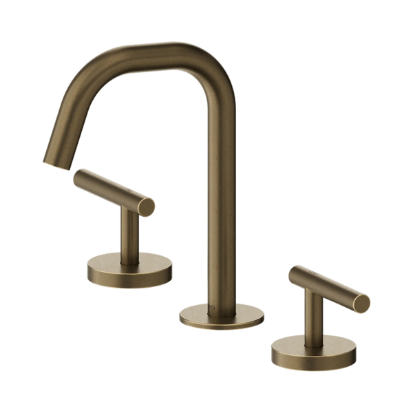 Nero Mecca Lever Basin Set Edge Spout Tumbled Antique Brass