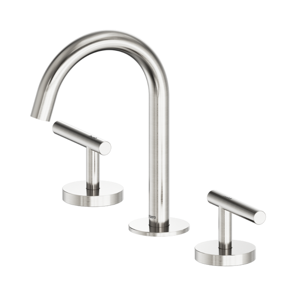 Nero Mecca Lever Basin Set Arc Spout Brushed Nickel